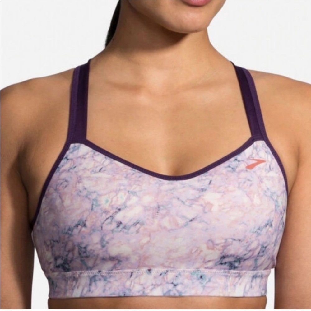 Brooks marbled purple sports bra